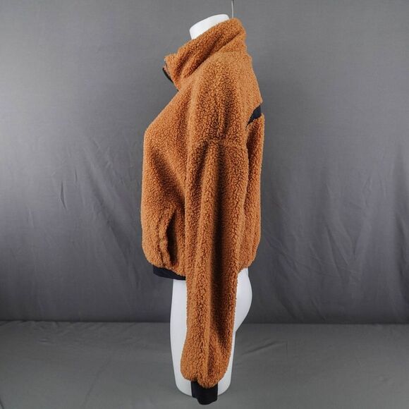 Fabletics Womens Bomber Jacket Small Teddy Bear Sherpa Fleece Spencer Reversible - Picture 3 of 7